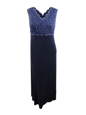 Brand New-Alex Evenings Women's Plus Size Solid & Shimmer Lace Bodice Gown